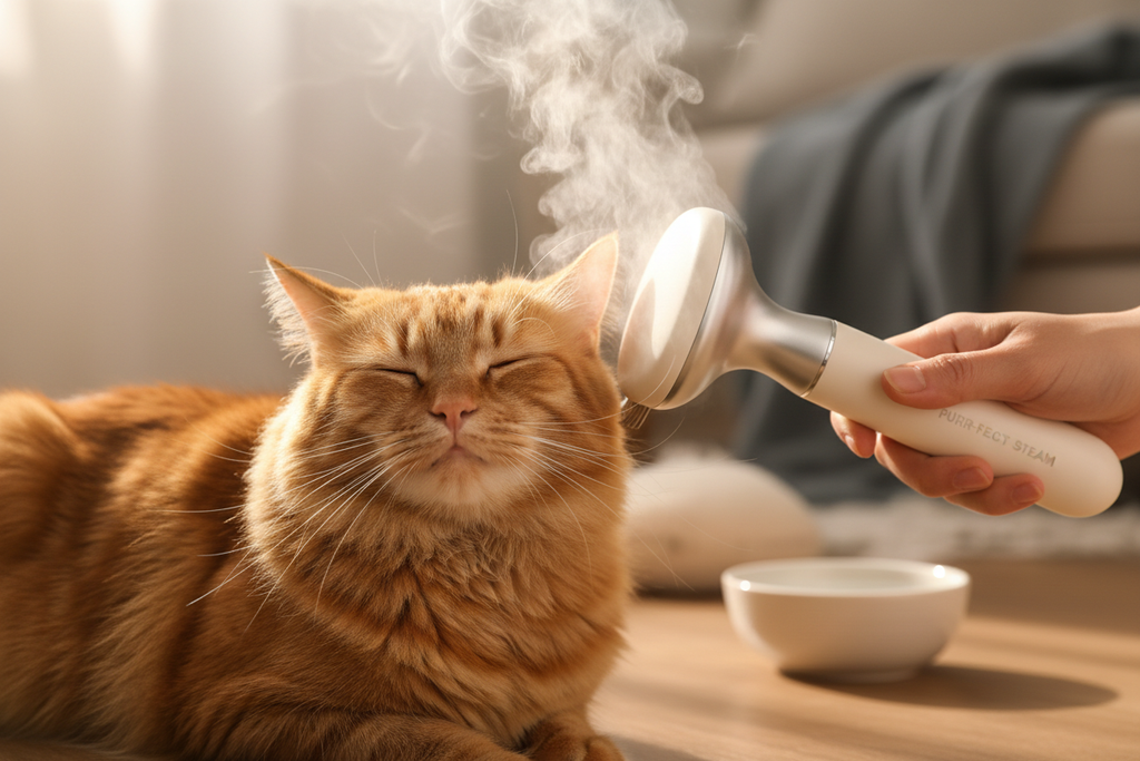 un chat satisfait par Brosse vapeur 